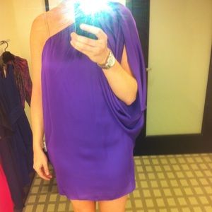 Purple one shoulder party dress